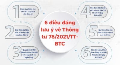 06 Điểm Đáng Lưu Ý Tại Thông Tư 78/2021/TT-BTC Về Hóa Đơn Điện Tử