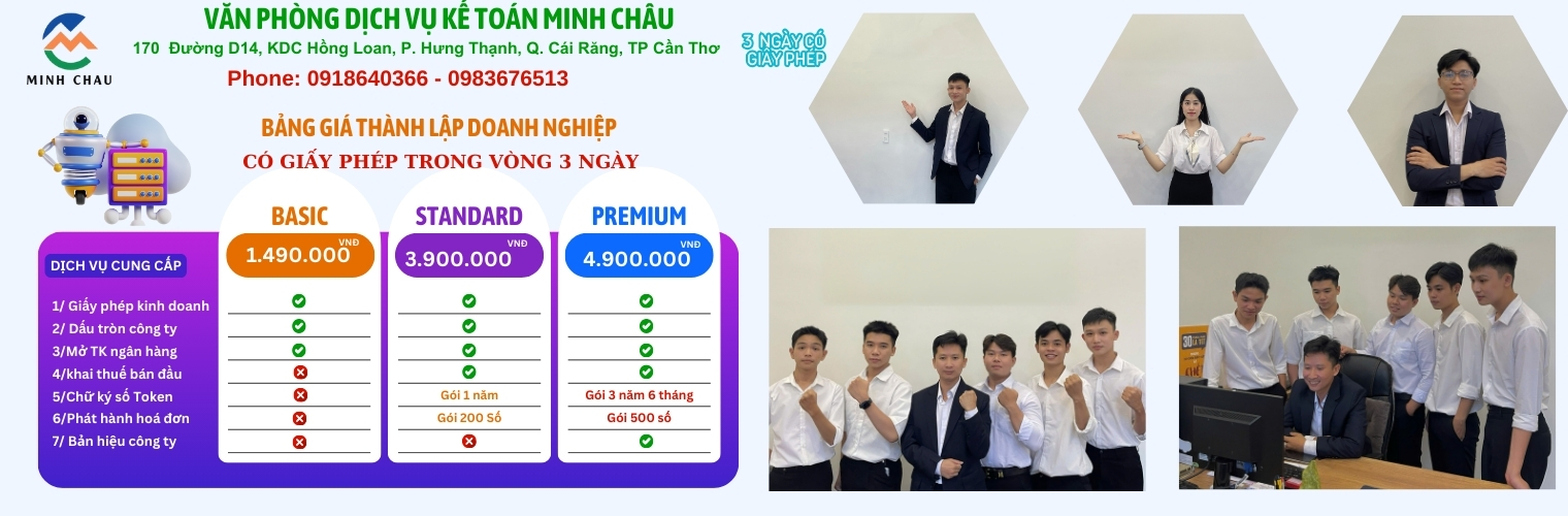 Văn phòng Kế toán Minh Châu | M-invoice Tây Đô | Dịch vụ kế toán | Thành lập doanh nghiệp trọn gói